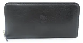 Billetera bi-fold de cuero negro Il Bisonte 