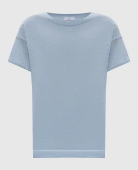 Brunello Cucinelli Blue top with cashmere and silk with lurex