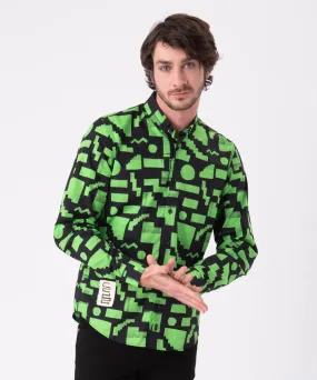 CAMISA MANGA LARGA ANGULOS CLASSIC FIT VERDE ESTAMPADO