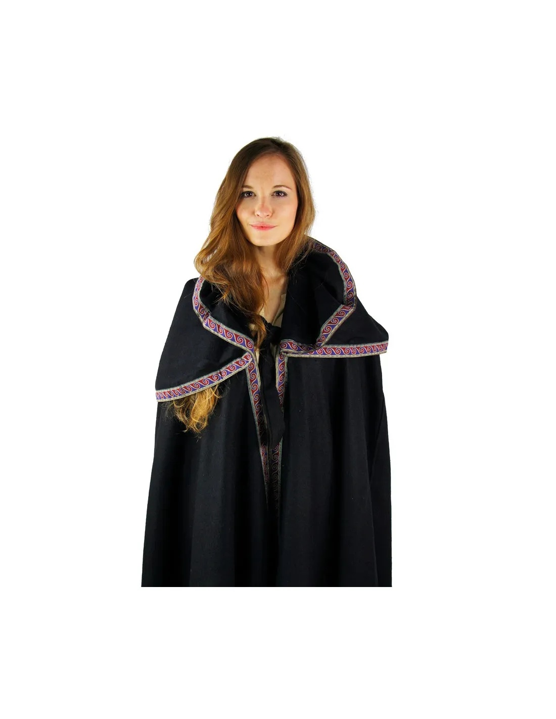 Capa medieval de lana con capucha