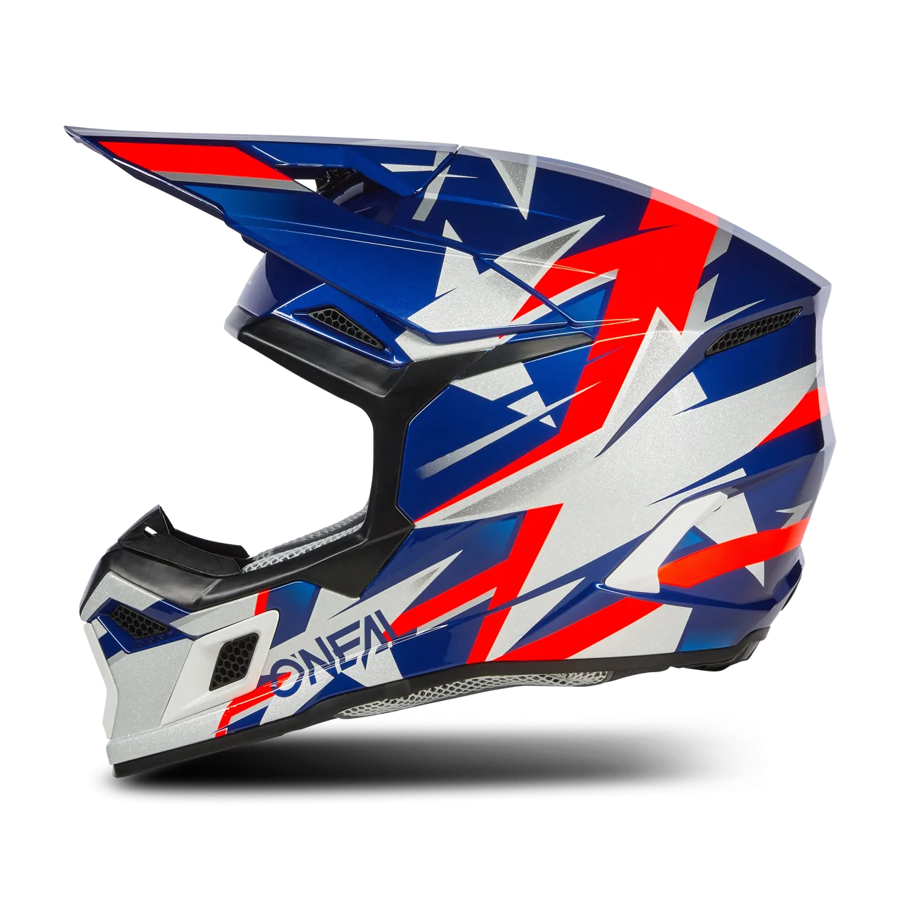 Casco de Cross O'Neal 3SRS Ride Azul-Blanco-Rojo