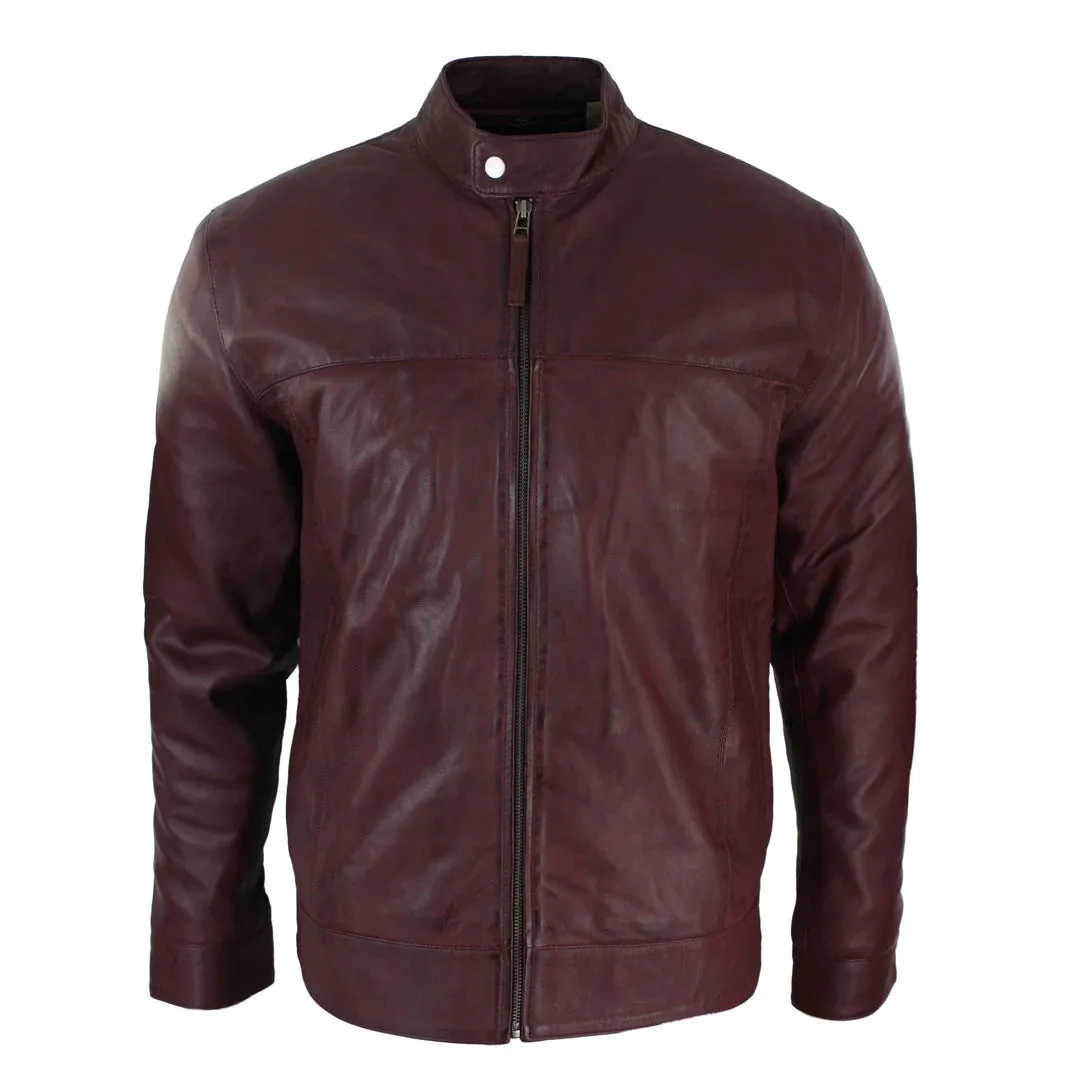 Chaqueta Retro clásica de cuero Negro con cremallera