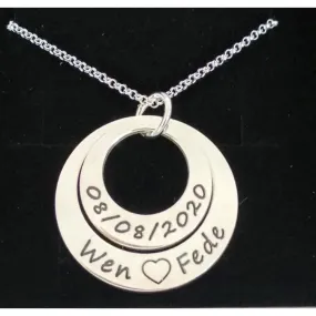 Colgante de aros con nombres plata de ley