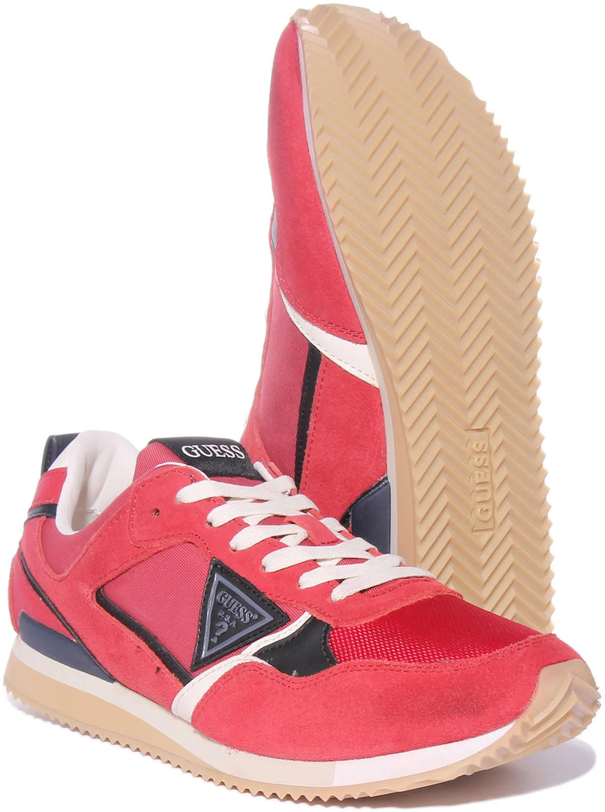 Guess Treviso Zapatillas inspiradas en el running con cordones para hombre en negro gris