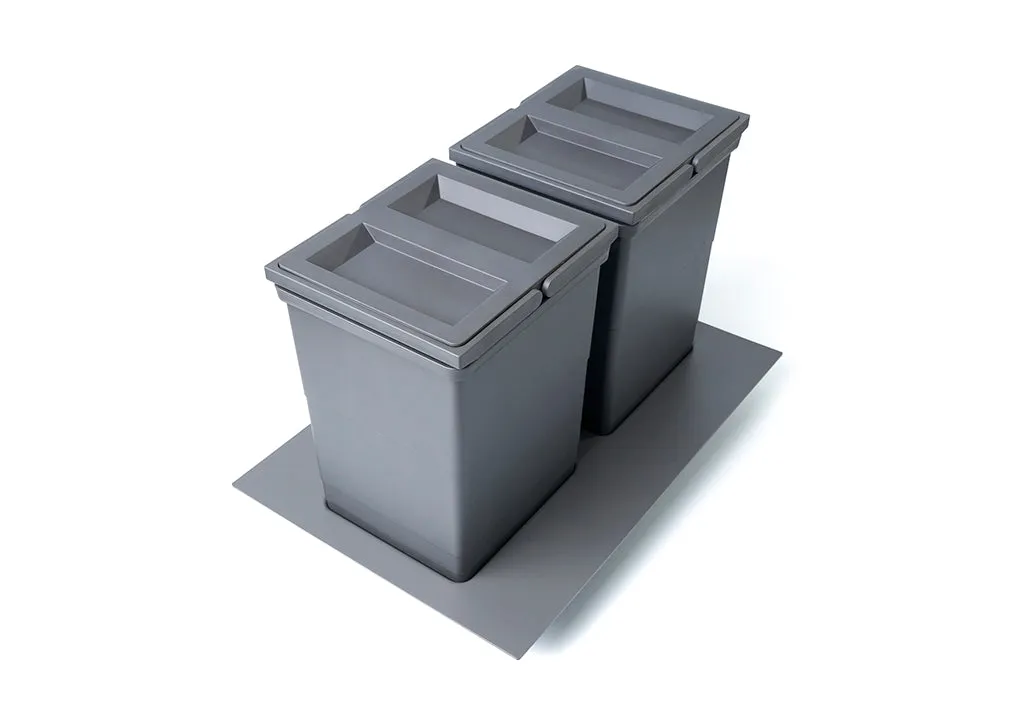 HSO687-00 BASURERAS Y ESTRUCTURA PLÁSTICA GRIS DE 18L (2 BASUREAS) 330X485X315MM, PARA MÓDULO DE 400