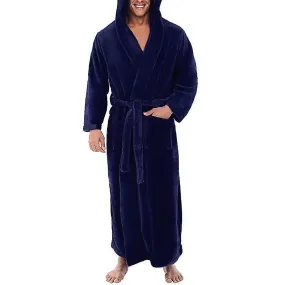 Miman Hombre Invierno Cálido Con capucha Vestido largo Vestido de baño Towelling Bata de baño