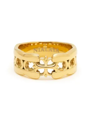 Nialaya Men's Cross Band Ring with Gold Plating