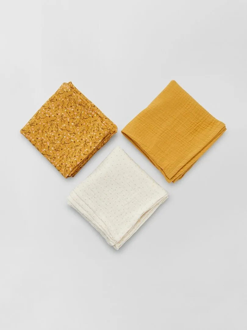 Pack de 3 muselinas de gasa de algodón - AMARILLO