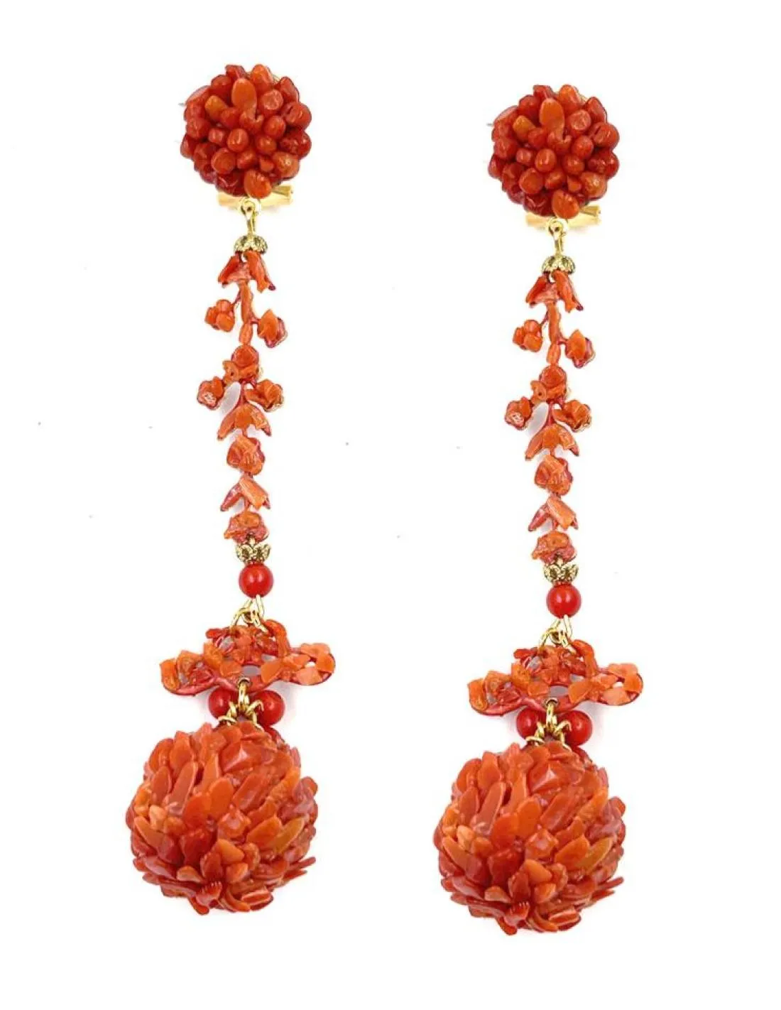 PENDIENTES ROJOS DE CORAL LARGOS JOYAS DE AUTOR PARA EVENTOS Y BODAS