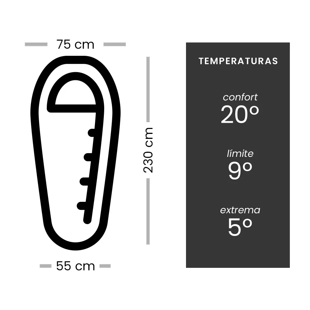 Saco de dormir North Star MICRO 650 +9º - gris