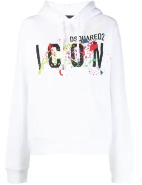 SUDADERA CAPUCHA ICON SPLATTER BLANCA