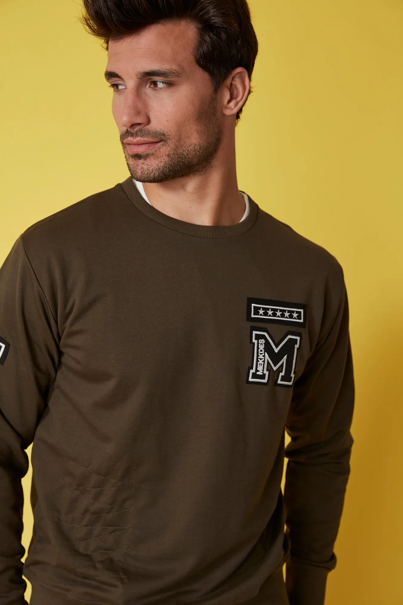 Sudadera HE khaki parches & rotos