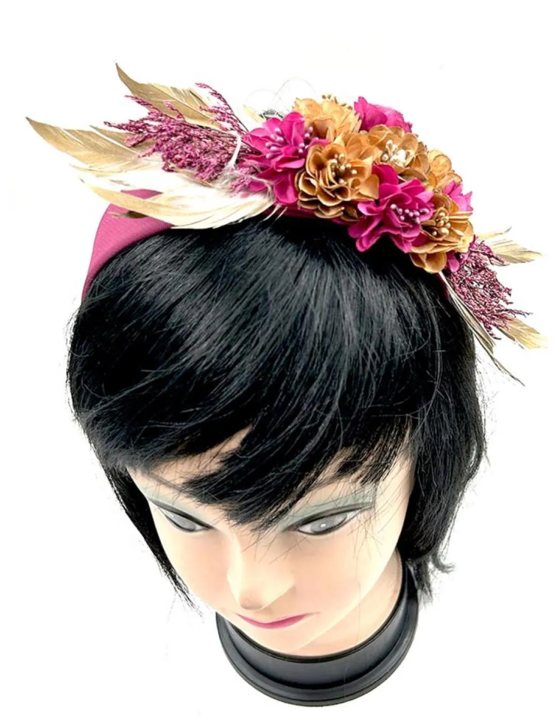 TOCADOS BUGAMBILIAS DIADEMAS DE FLORES Y PLUMAS PARA BODAS