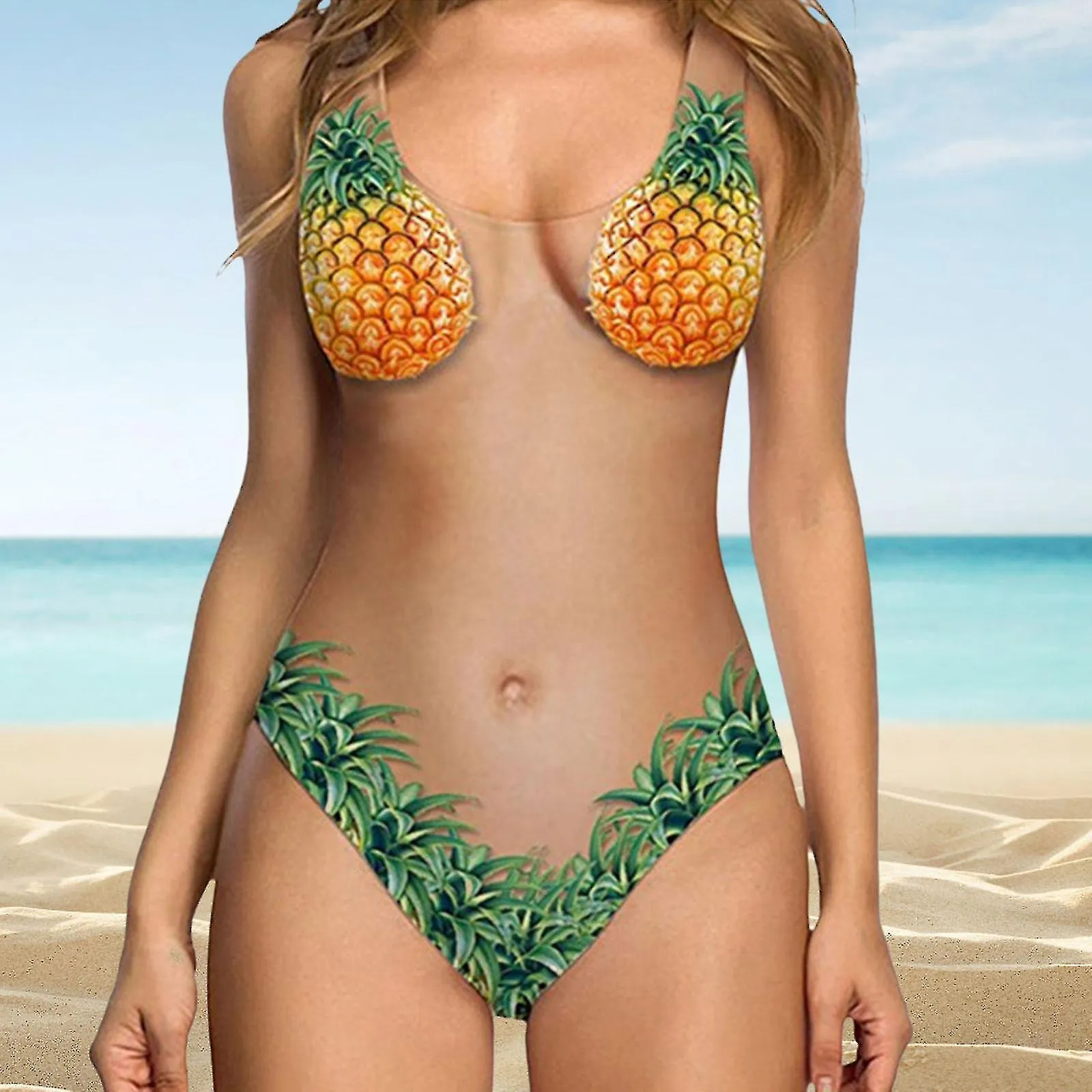 Traje de baño de una pieza para mujer Funny Fruit Print Traje de baño Monokini Trajes de baño S-xl
