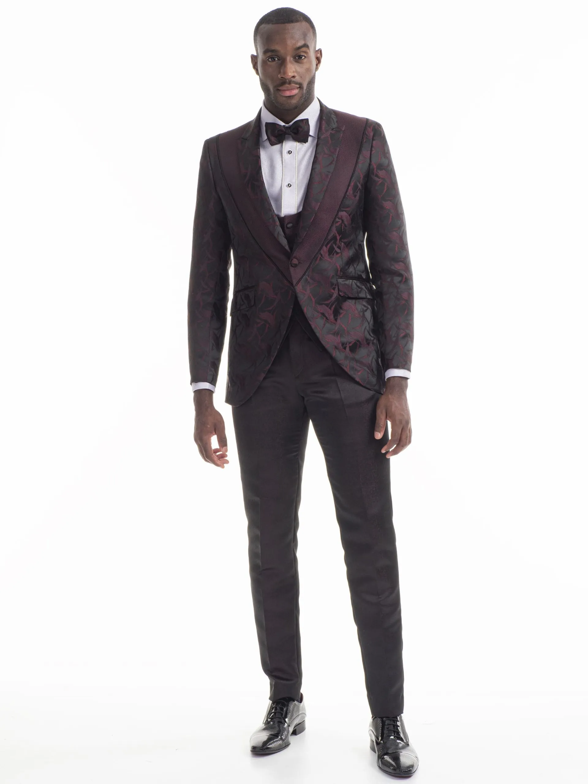 TRAJE FIESTA CORTE FANTASIA GRANATE