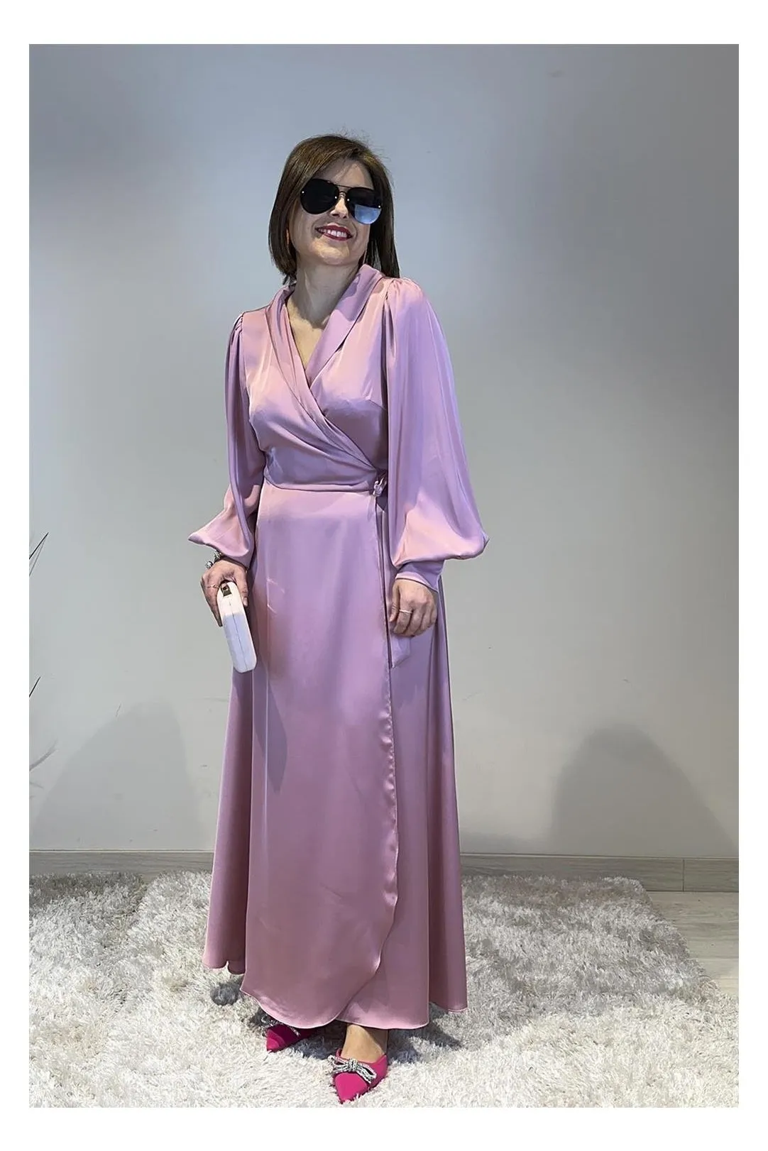 VESTIDO FIESTA SATEN VIENNA ROSA