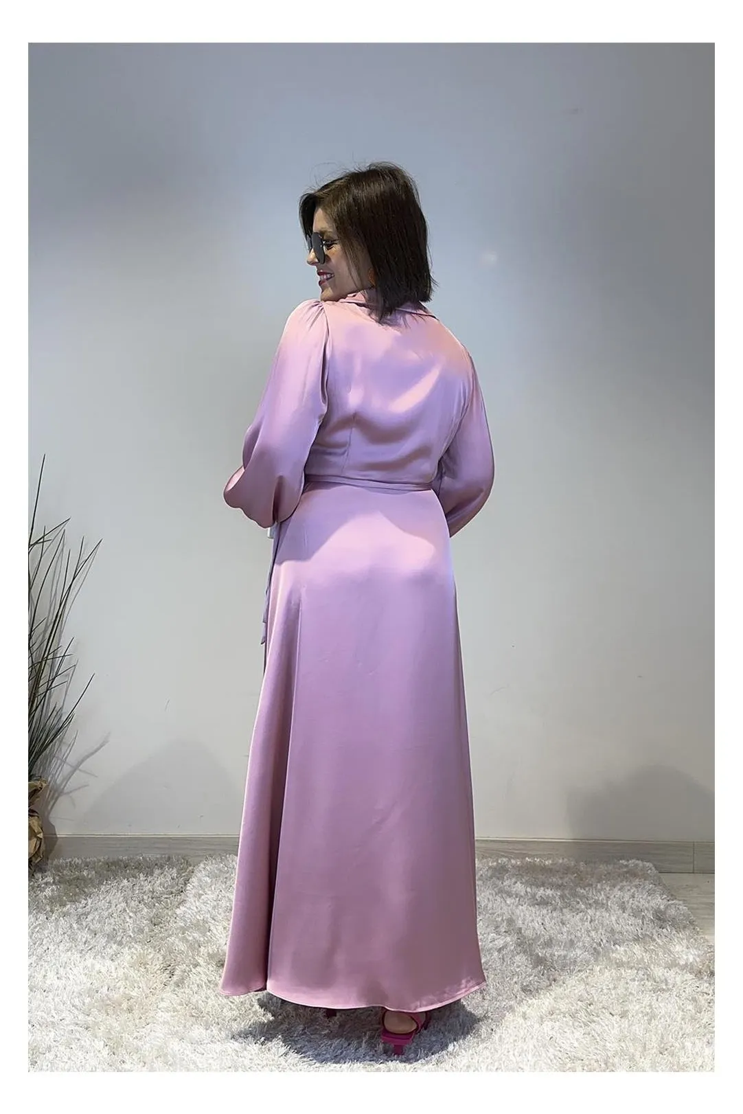 VESTIDO FIESTA SATEN VIENNA ROSA