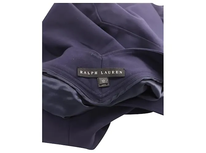 Vestido sin mangas con cuello de pico en viscosa azul marino de Ralph Lauren 