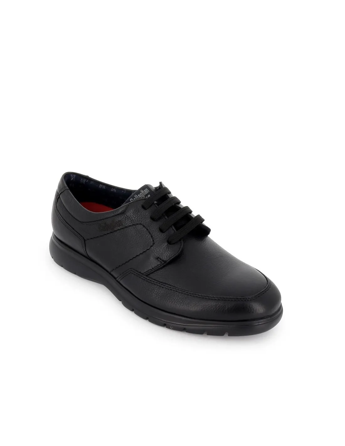 Zapato sport piel lisa con cordones elásticos hombre negro Callaghan